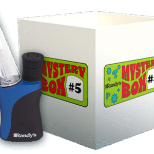 Randy’s Mystery Box #5 featuring a Grip+ vaporizer and a white box labeled Mystery Box #5 in green and red graphics.